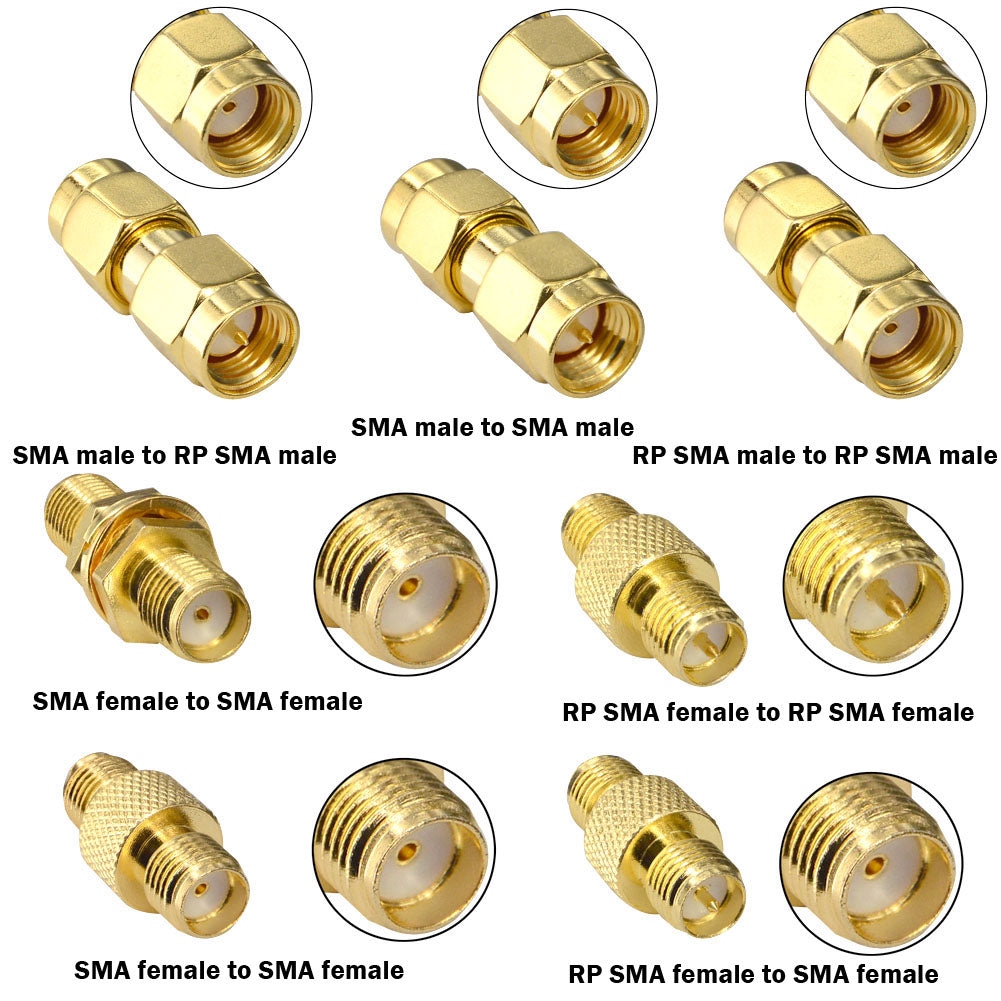 YILIANDUO 15 Type RF Antenna Adapter Kit SMA Connector SMA Male Female Coupler Converter for WiFi Antenna Extension Cable Goggles Antenna Amateur Repeaters Radio FPV Drone