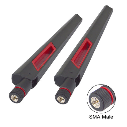 12 dBi Dual Band WiFi Antenna 2.4G 5G 5.8GHz SMA Male/ RP-SMA Male Universal Antenna Amplifier WLAN Router Signal Booster Pack of 2