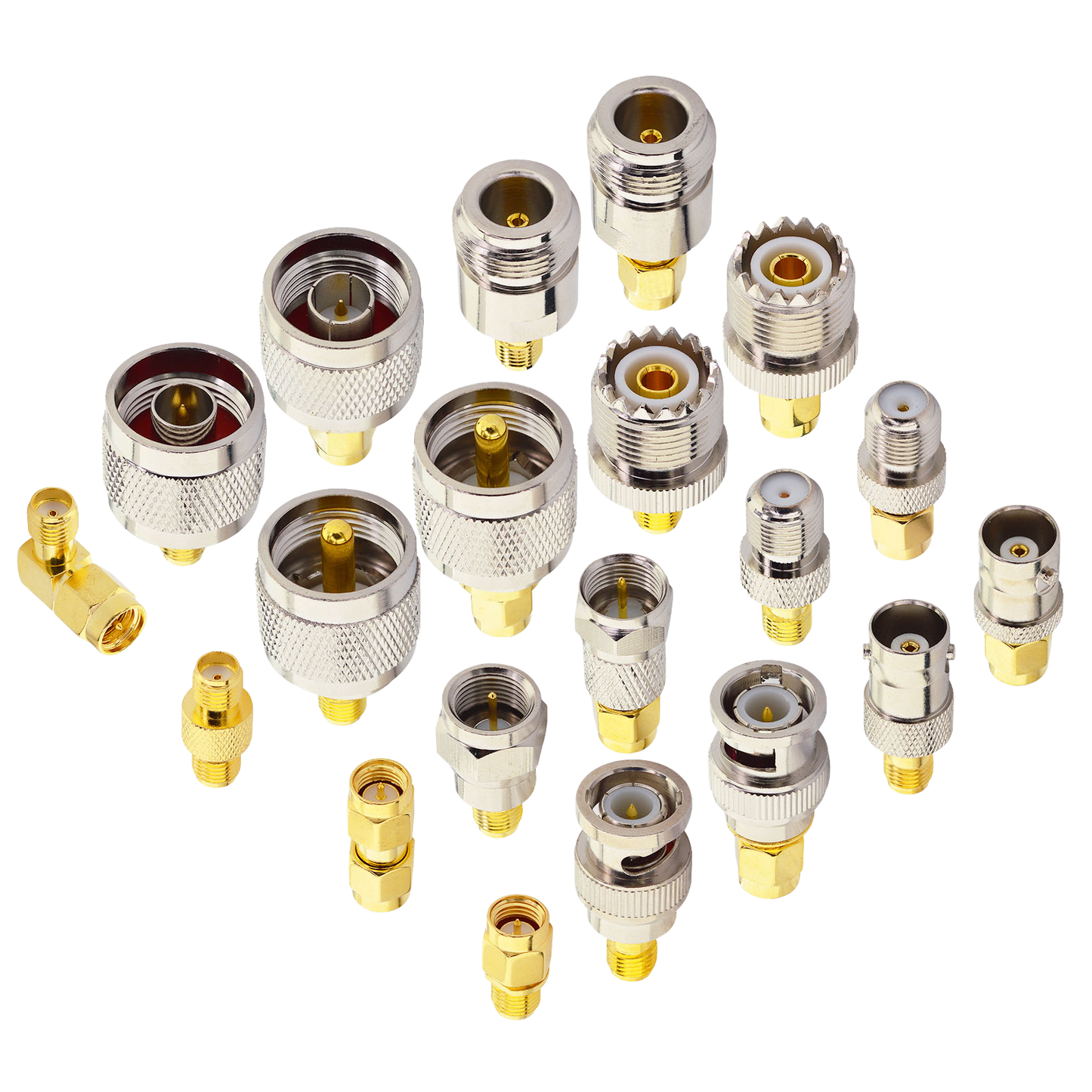 YILIANDUO SMA Adapter Set 20 Type Universal RF Adapter Kit with SMA,UHF, BNC, N-type, F-typ Connector Male to Female Coax Adapters Converter for WiFi Antenna/FPV Drone/Extension Cable
