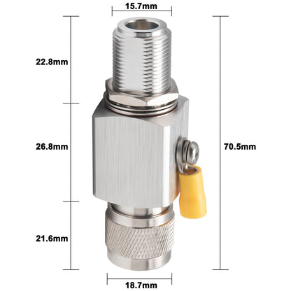 YILIANDUO Coaxial Lightning Surge Protector Lightning Arrester N Male Female 50 Ohm DC 0-6GHz with 90V Gas Tube for Outdoor 4G LTE GPS Ham Antenna 868 MHz LoRaWAN Helium Miner Hotspot Antenna
