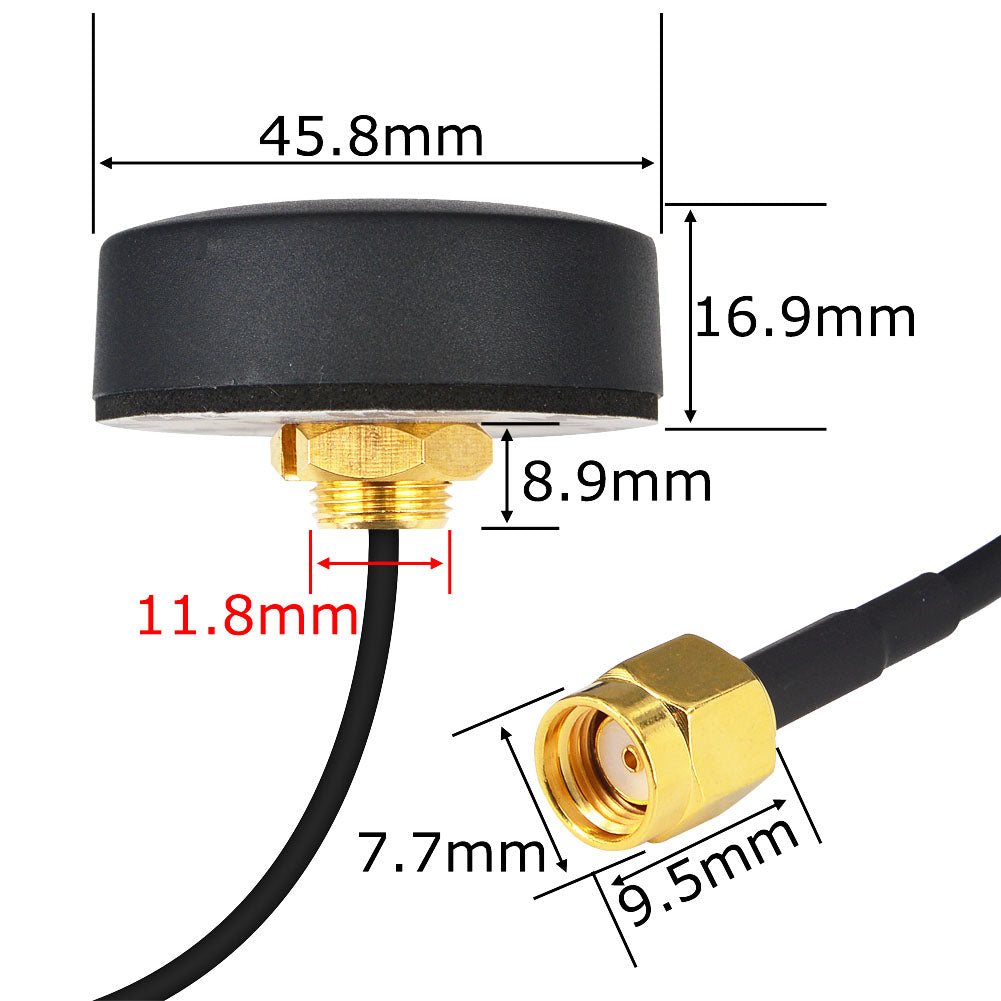 YILIANDUO Waterproof Round Mushroom WiFi Antenna 2.4G 5.8G Dual Band Bulkhead SMA Male 1.5M RG174 Cable for Cabinet Router Bluetooth IoT Industrial Equipment