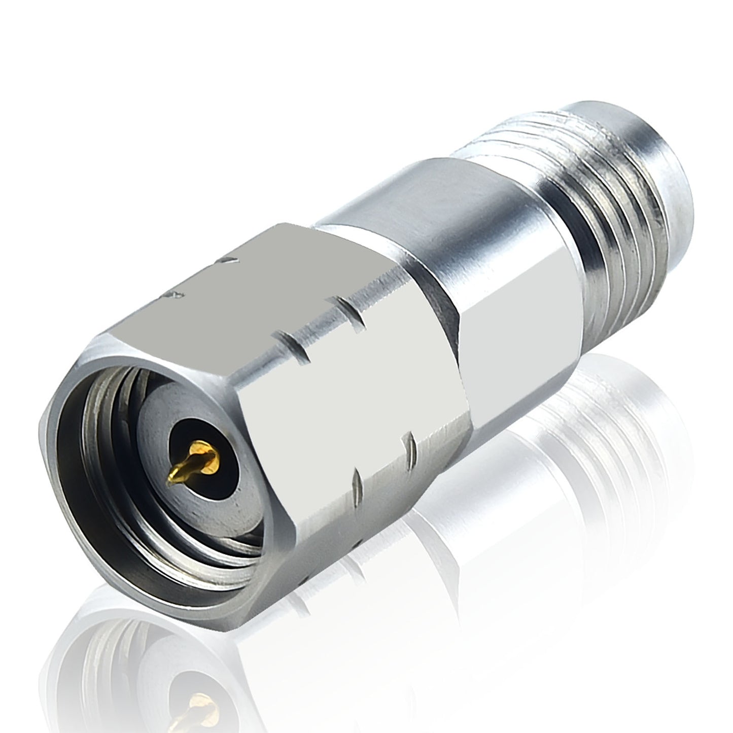 YILIANDUO 1.85mm(V-Type) to 2.4mm Male Female Precision Cross-Series RF Adapter | DC-50GHz 50Ω Passivated Stainless Steel High-Frequency Millimeter Test Connector