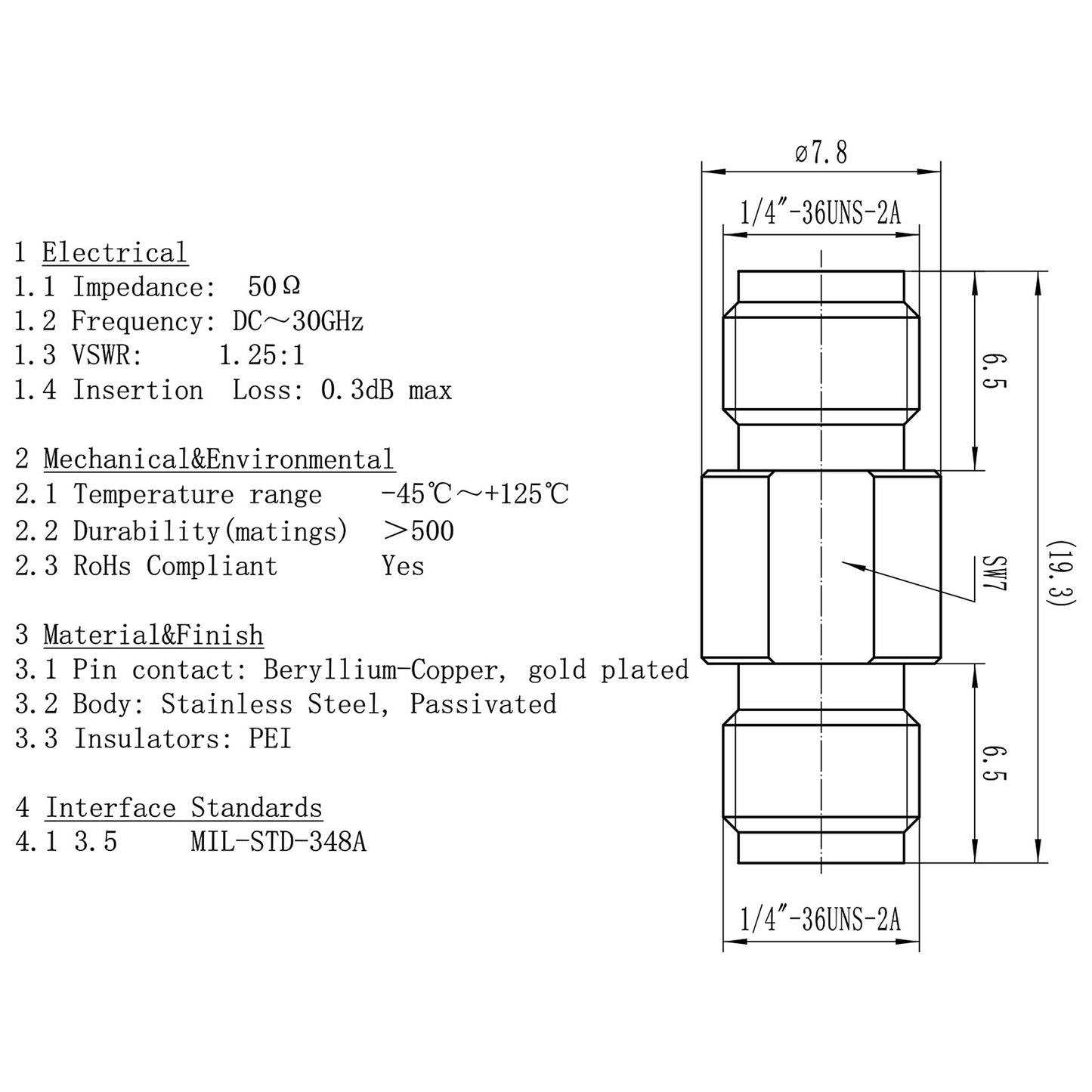 YILIANDUO 3.5mm Male Female Precision RF Adapter | DC-34GHz 50Ω Passivated Stainless Steel, Mechanically Intermateable with SMA & 2.92mm, 3 Gender Variants(FF/MF/MM)