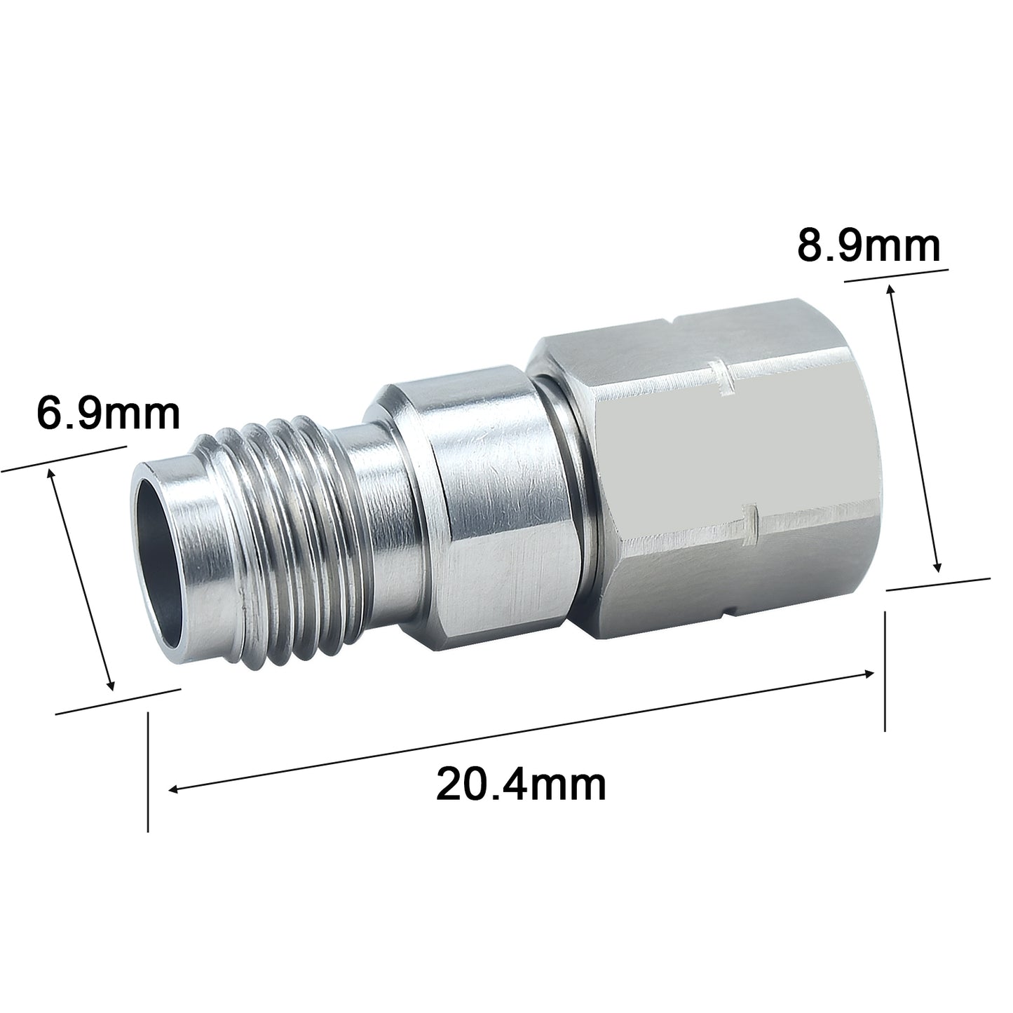 YILIANDUO 1.85mm(V-Type) to 2.4mm Male Female Precision Cross-Series RF Adapter | DC-50GHz 50Ω Passivated Stainless Steel High-Frequency Millimeter Test Connector
