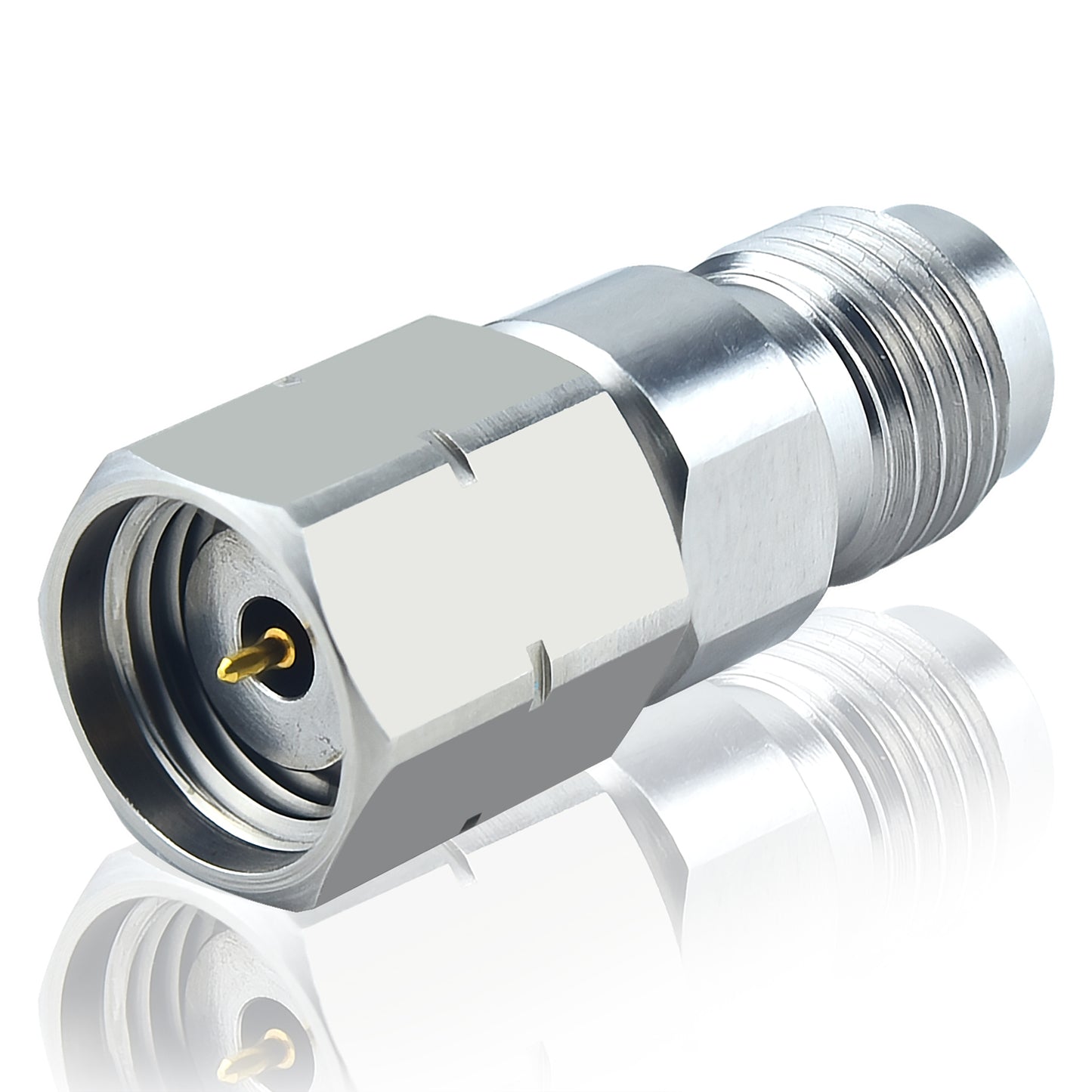 YILIANDUO 1.85mm(V-Type) to 2.4mm Male Female Precision Cross-Series RF Adapter | DC-50GHz 50Ω Passivated Stainless Steel High-Frequency Millimeter Test Connector
