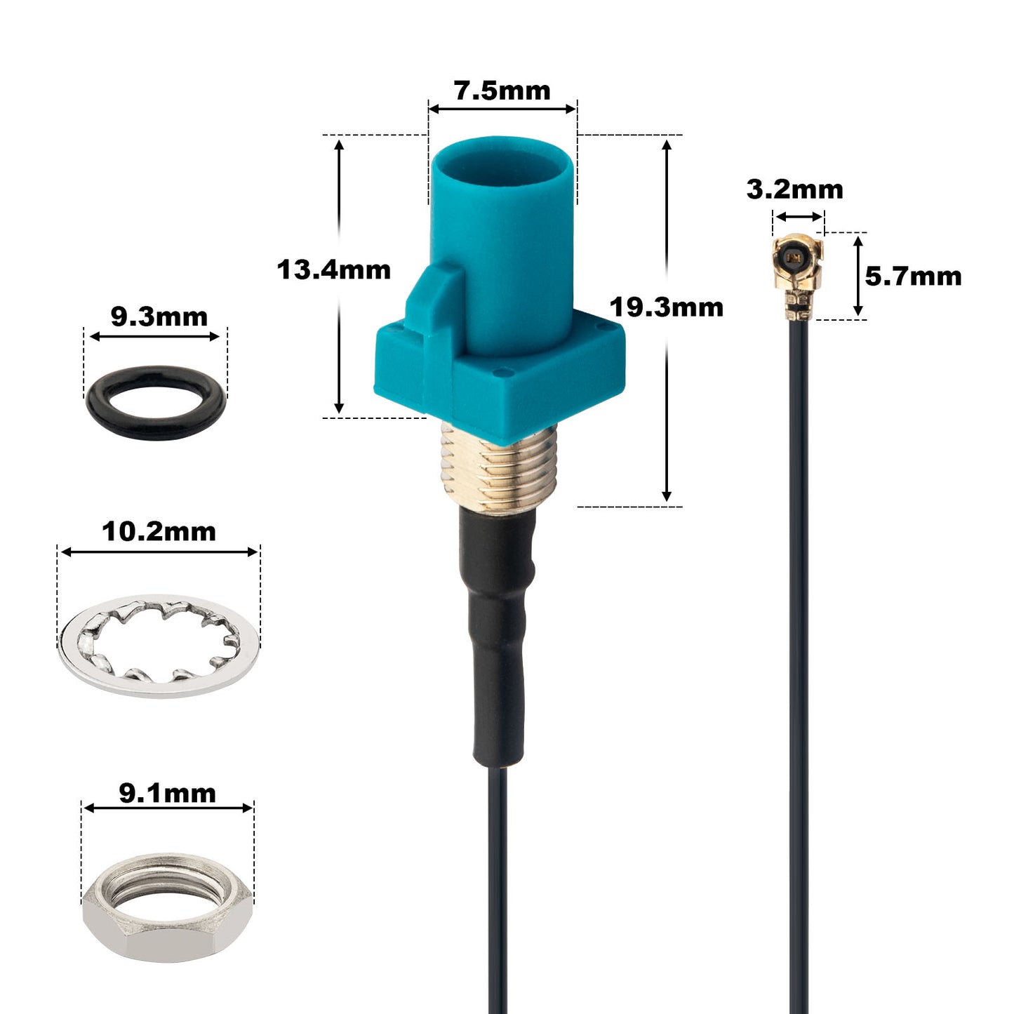 YILIANDUO Fakra to IPX Cable Fakra Z Male to IPX U.FL Plug 20CM 50 Ohm DC-6GHz RoHS Compliant for Car GPS Bluetooth Wi-Fi 2-Pack