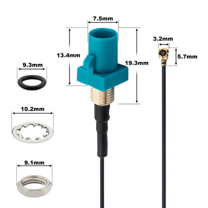 YILIANDUO Fakra to IPX Cable Fakra Z Male to IPX U.FL Plug 20CM 50 Ohm DC-6GHz RoHS Compliant for Car GPS Bluetooth Wi-Fi 2-Pack
