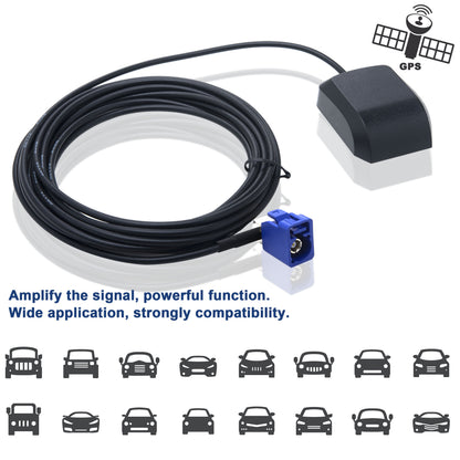 YILIANDUO Car Active GPS Antenna 90 Degree Fakra C Female Magnetic Base 3M RG174 Cable for Dash DVD Head Unit Stereo Navigation