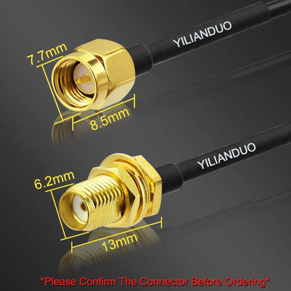 SMA WiFi Antenna Extension Cable SMA Male to Female Low Loss Coaxial RG58 Cable for 2G/3G/4G/5G LTE Antenna Wireless Router WLAN Modem BaoFeng Kenwood Yaesu(Not for TV)